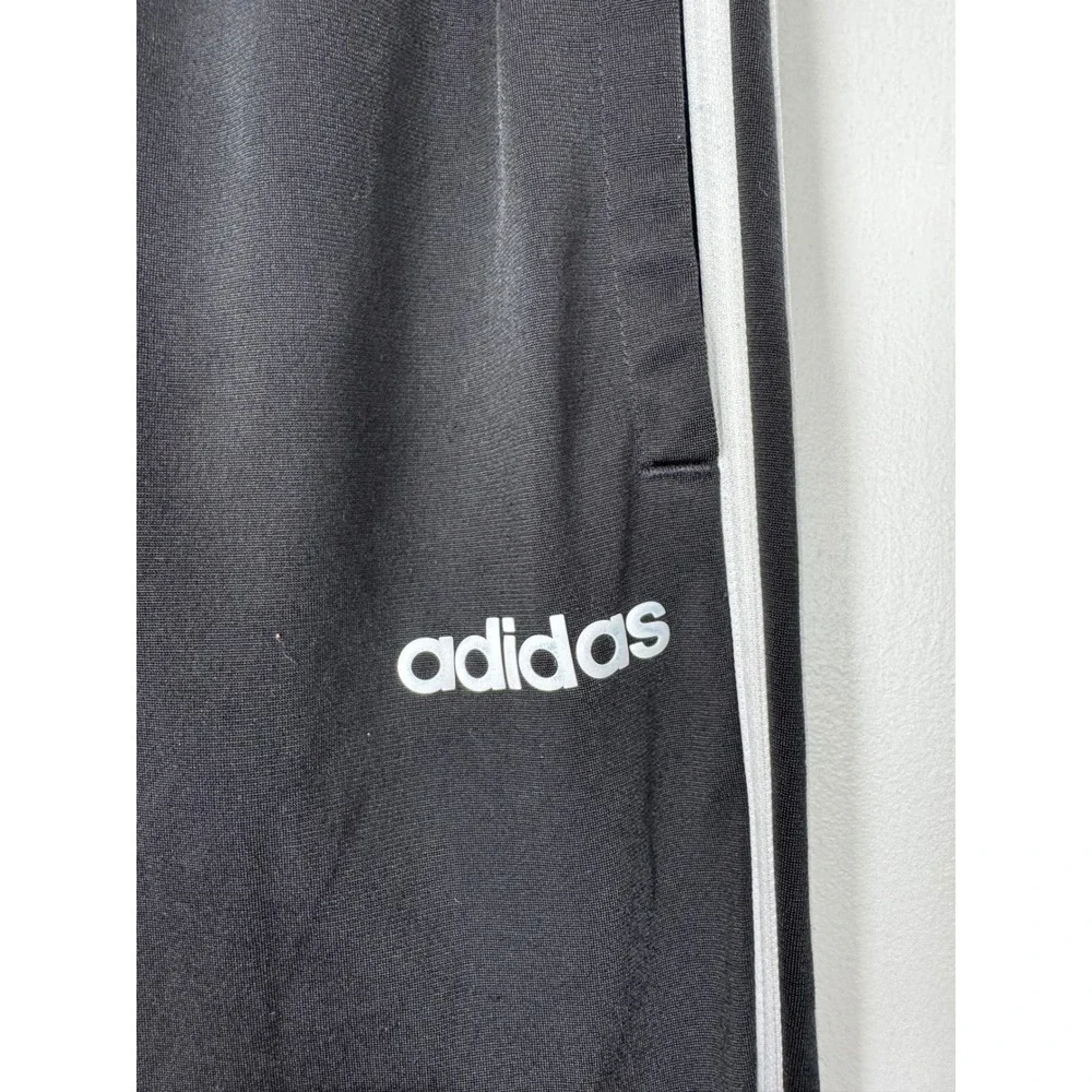 Athleisure Adidas Mens Medium Track‎ Pants Black White Primegreen 3-Stripe Sport